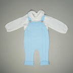SALOPETTE IN MAGLIA AZZURRA CON CAMICIA