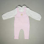 SALOPETTE IN MAGLIA ROSA CON CAMICIA