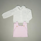 SALOPETTE IN MAGLIA ROSA CON CAMICIA