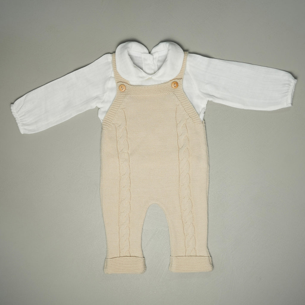 SALOPETTE IN MAGLIA BEIGE CON CAMICIA