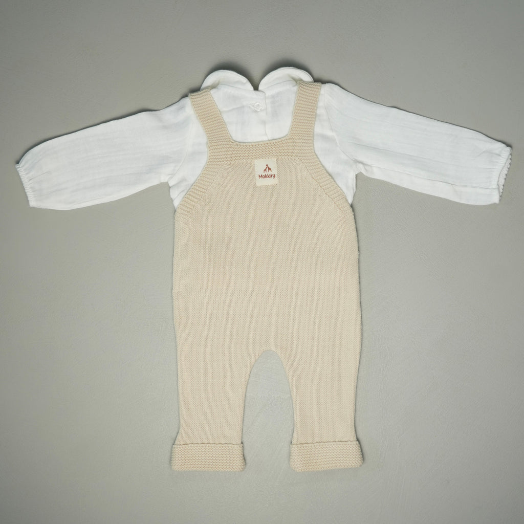 SALOPETTE IN MAGLIA BEIGE CON CAMICIA