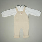 SALOPETTE IN MAGLIA BEIGE CON CAMICIA