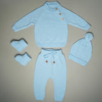 COMPLETINO CAREZZA IN MAGLIA AZZURRO