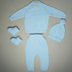 COMPLETINO CAREZZA IN MAGLIA AZZURRO