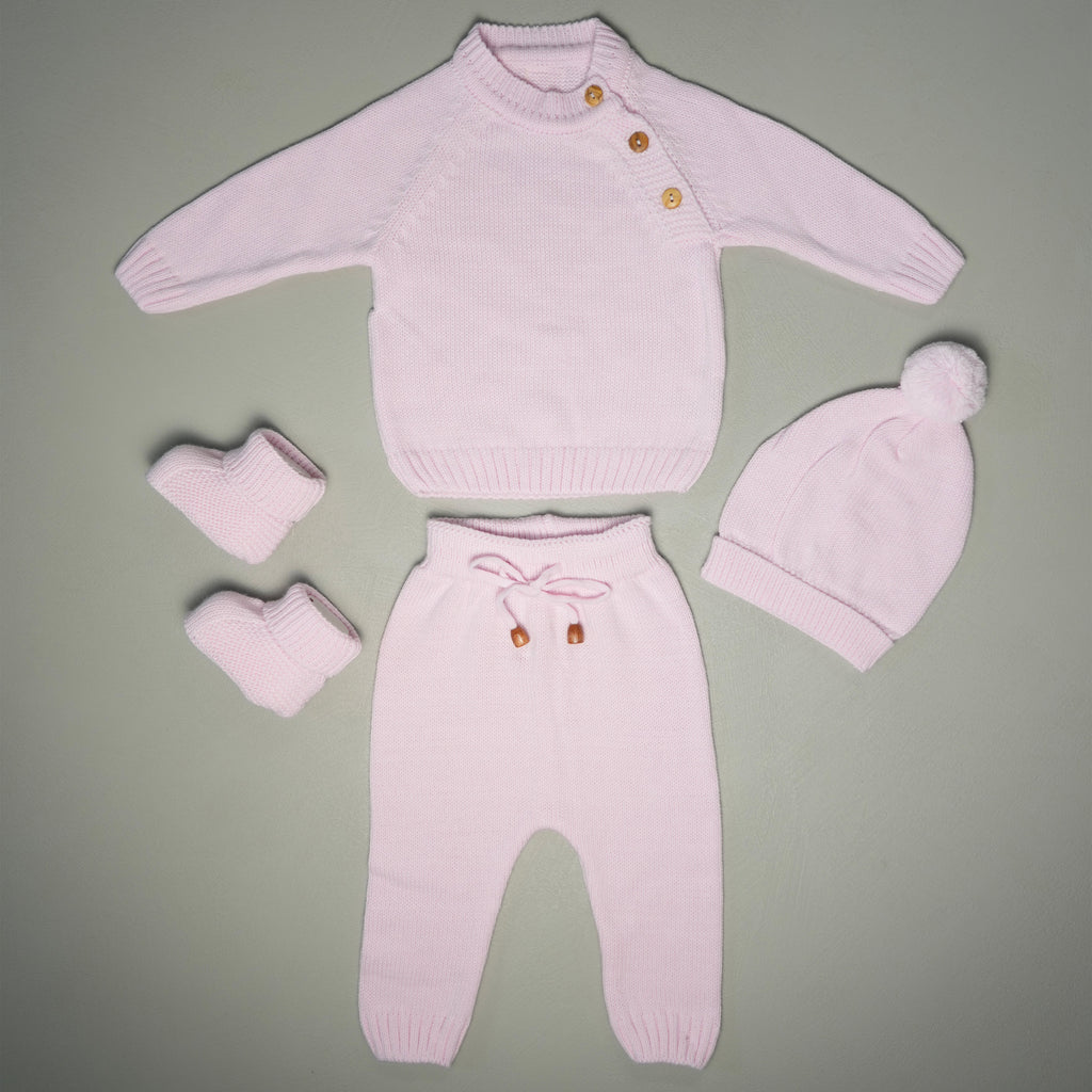 COMPLETINO CAREZZA IN MAGLIA ROSA