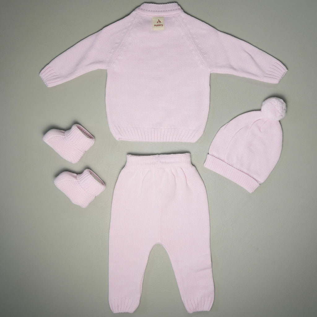 COMPLETINO CAREZZA IN MAGLIA ROSA