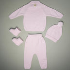 COMPLETINO CAREZZA IN MAGLIA ROSA