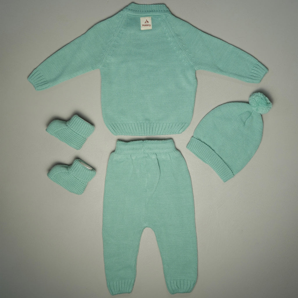 COMPLETINO CAREZZA IN MAGLIA VERDE ACQUA