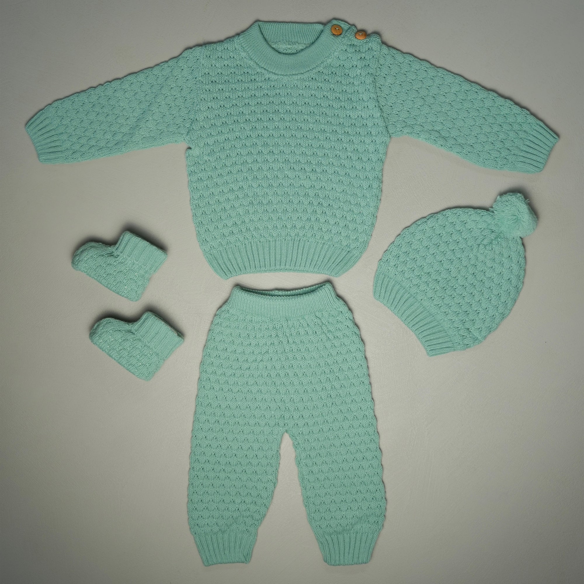 COMPLETINO NUVOLA IN MAGLIA VERDE ACQUA