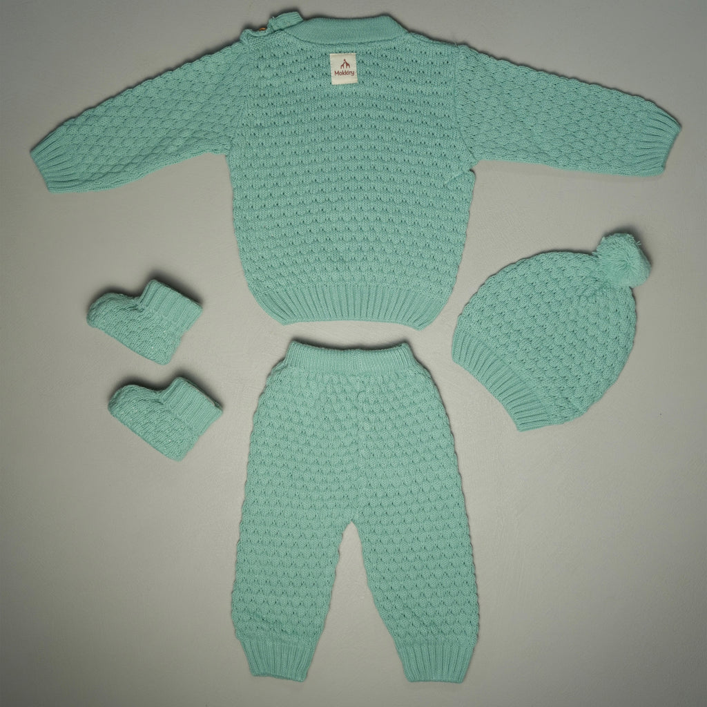 COMPLETINO NUVOLA IN MAGLIA VERDE ACQUA