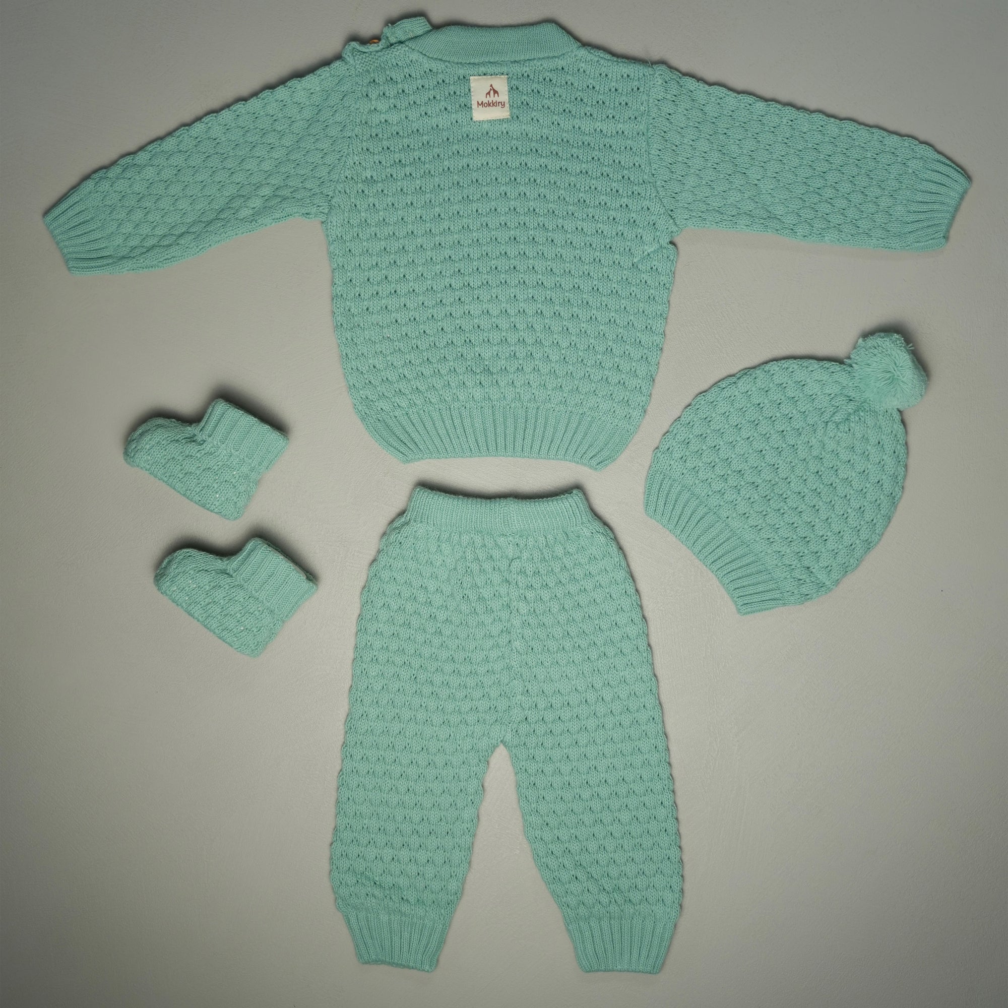 COMPLETINO NUVOLA IN MAGLIA VERDE ACQUA