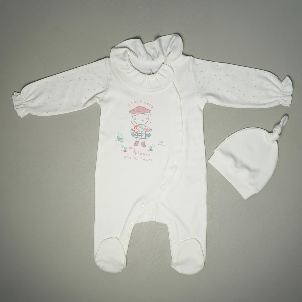 TUTINA CON COLLETTO E CAPPELLINO IN COTONE