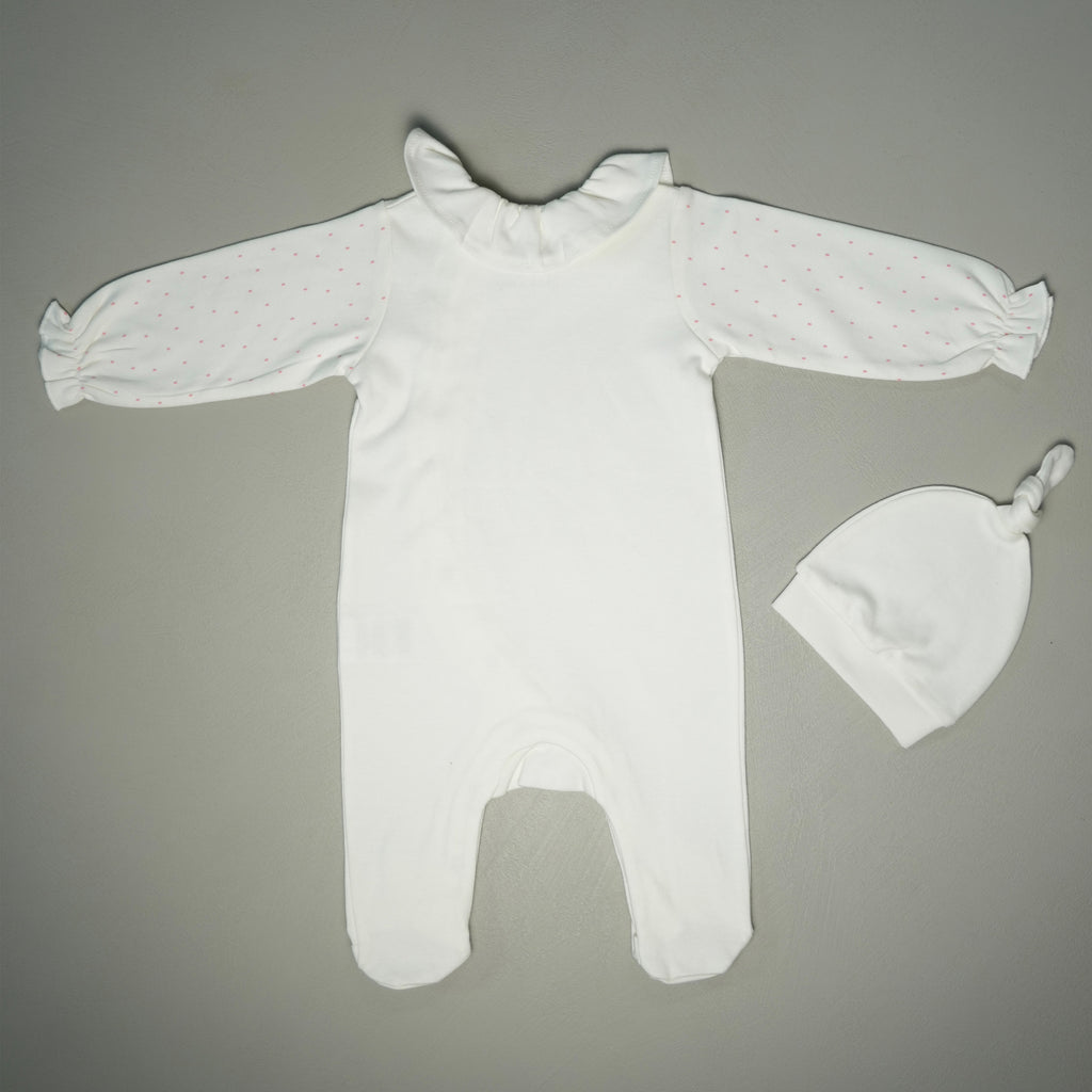 TUTINA CON COLLETTO E CAPPELLINO IN COTONE