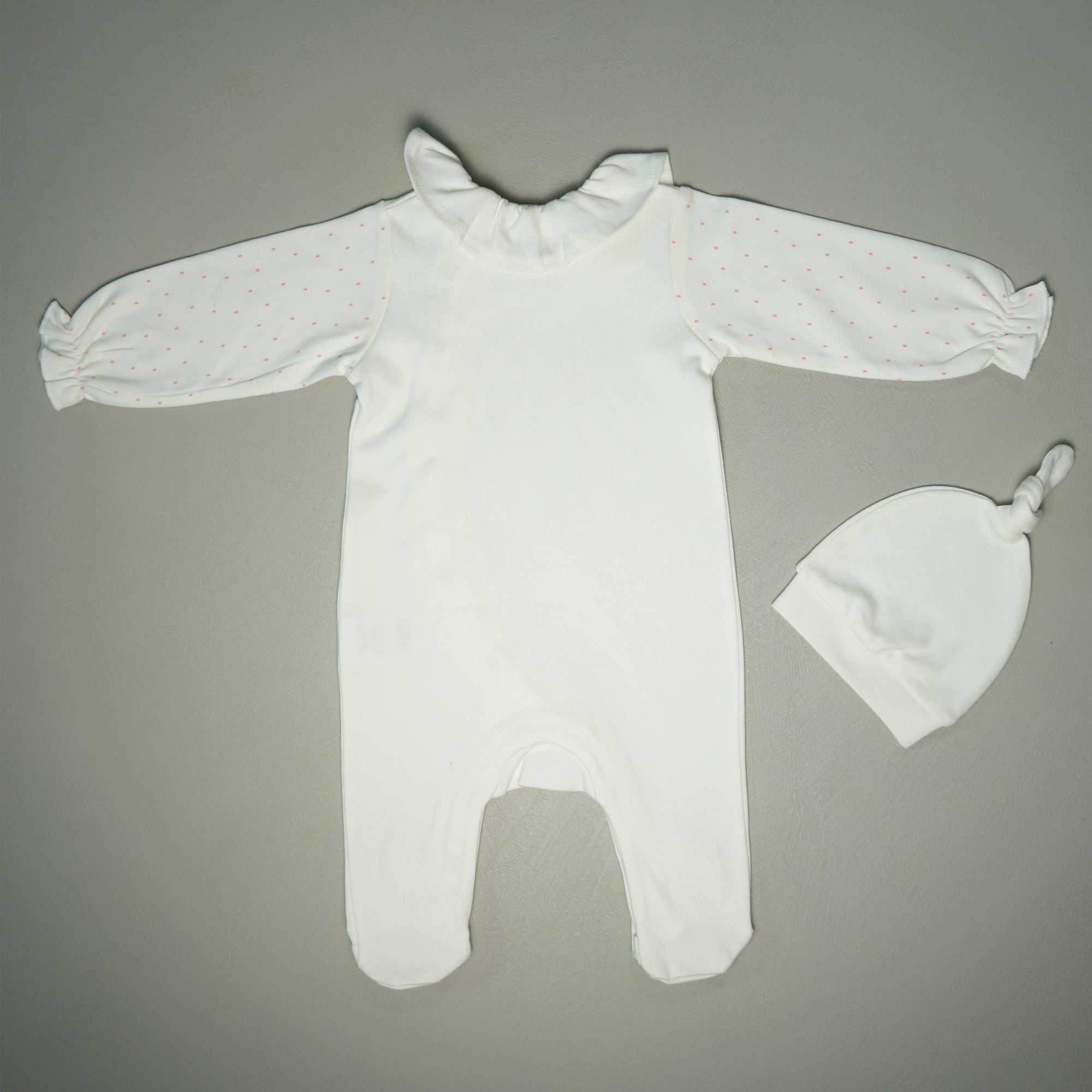 TUTINA CON COLLETTO E CAPPELLINO IN COTONE