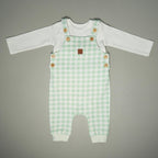 SALOPETTE IN COTONE VERDE CON BODY MANICA LUNGA