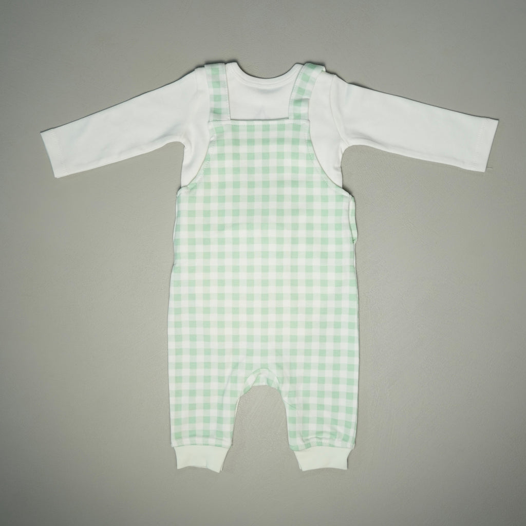 SALOPETTE IN COTONE VERDE CON BODY MANICA LUNGA