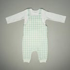 SALOPETTE IN COTONE VERDE CON BODY MANICA LUNGA