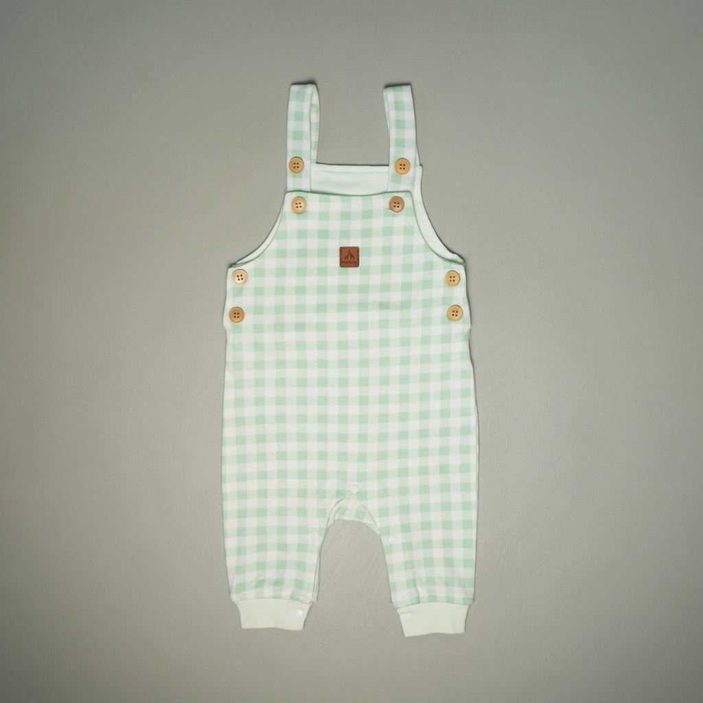 SALOPETTE IN COTONE VERDE CON BODY MANICA LUNGA