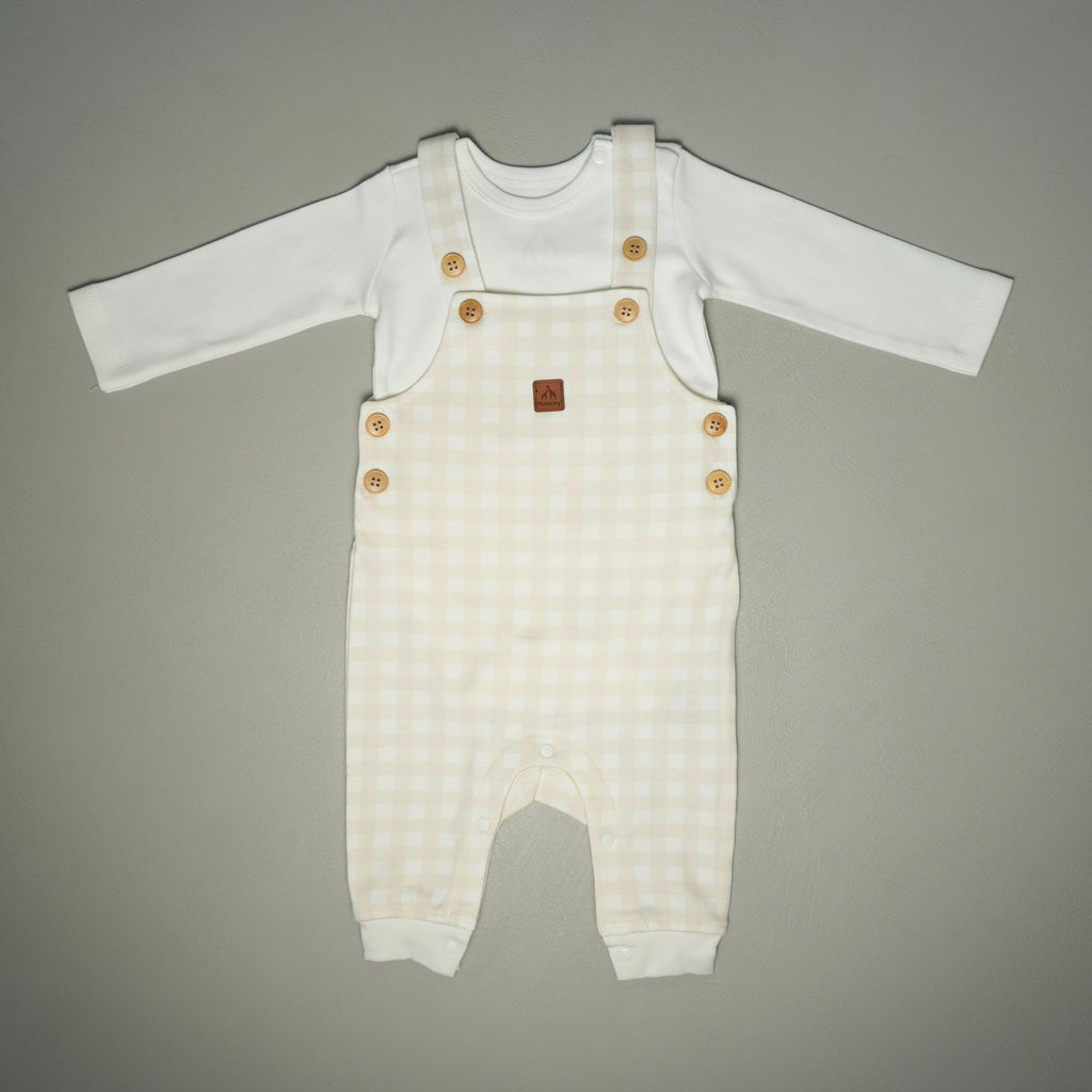 SALOPETTE IN COTONE MARSHMALLOW CON BODY MANICA LUNGA