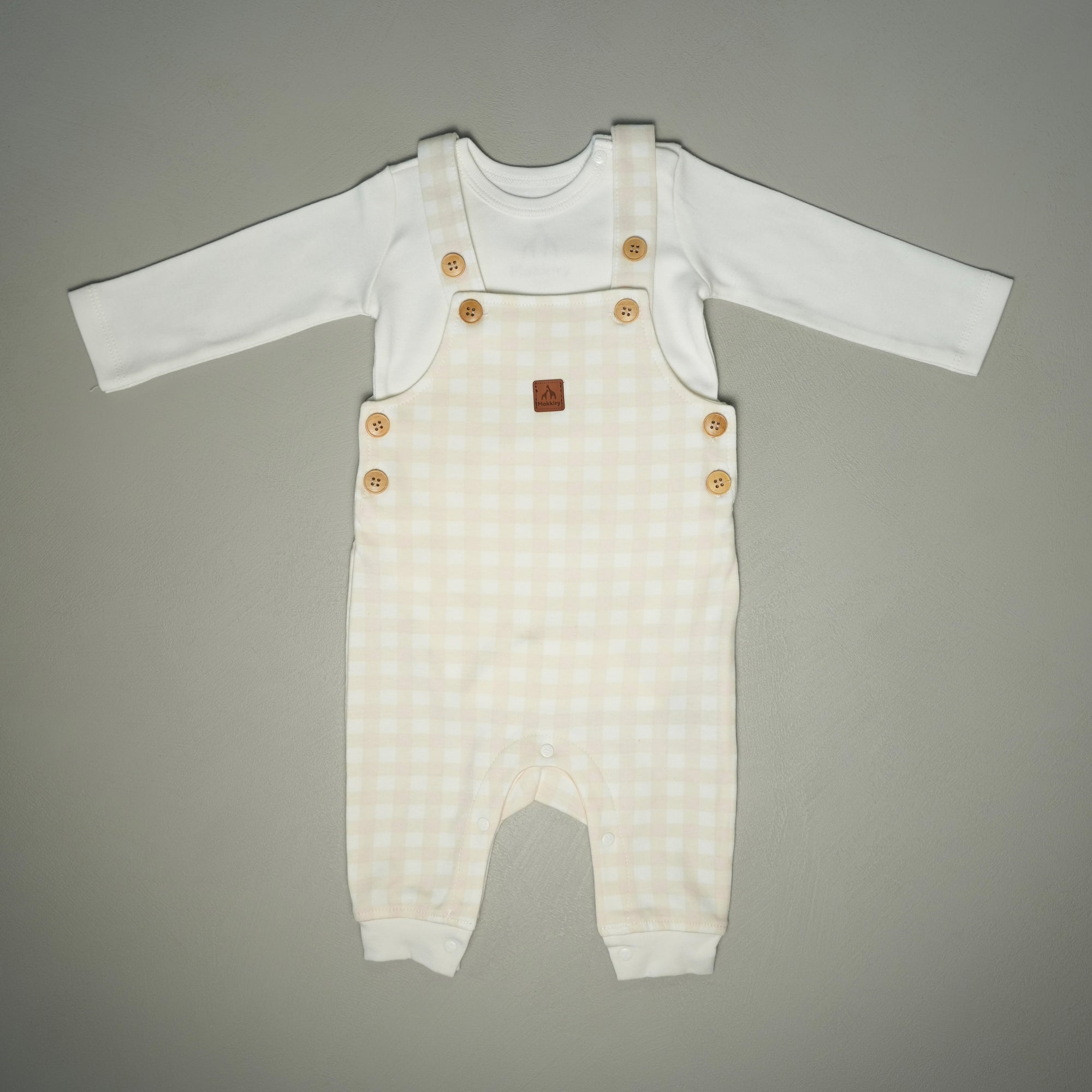 SALOPETTE IN COTONE MARSHMALLOW CON BODY MANICA LUNGA