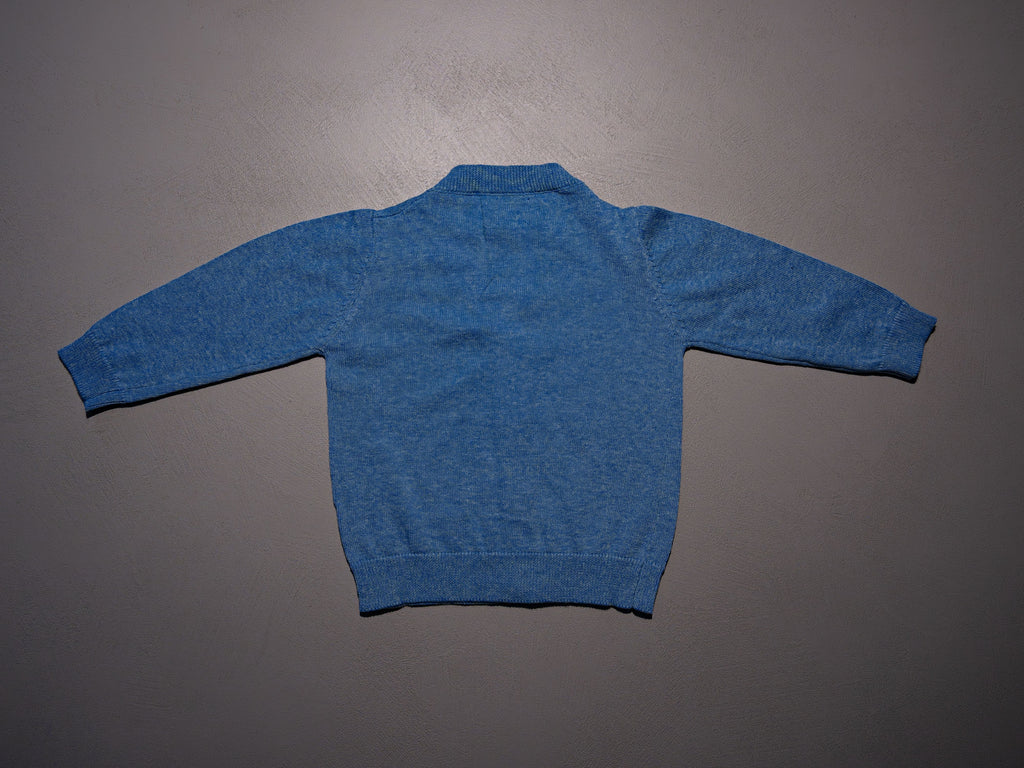CARDIGAN SCOLLO BLU CARTA DA ZUCCHERO