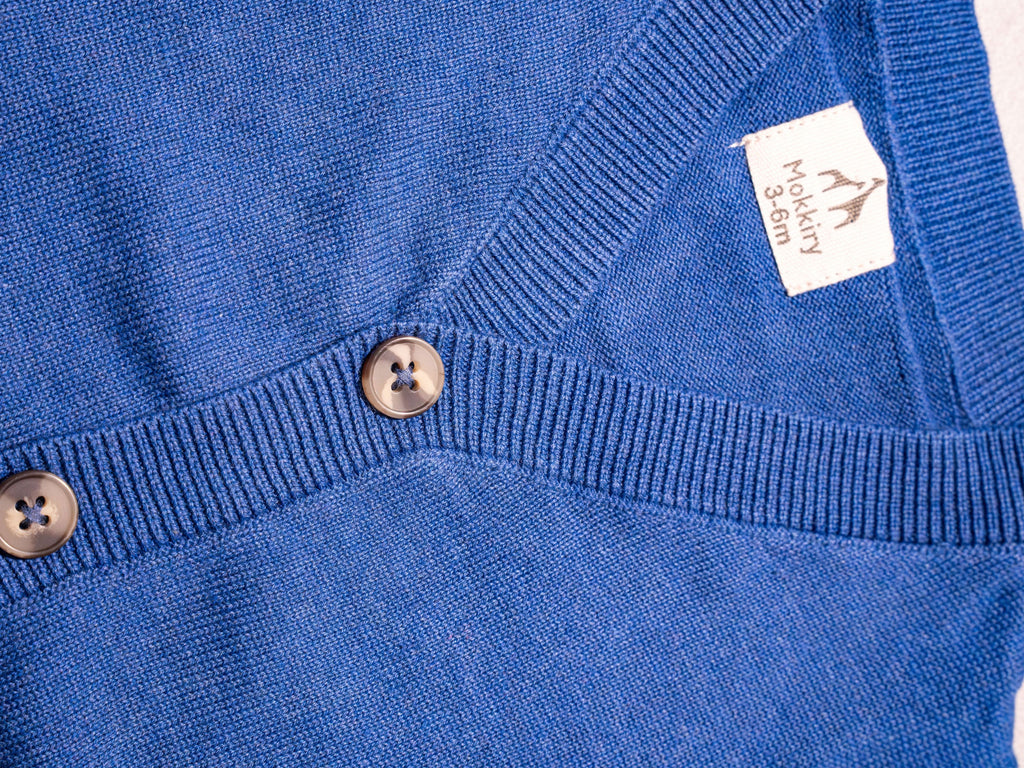 CARDIGAN SCOLLO BLU CARTA DA ZUCCHERO