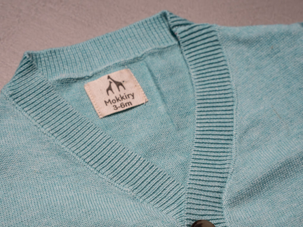 CARDIGAN SCOLLO VERDE ACQUA