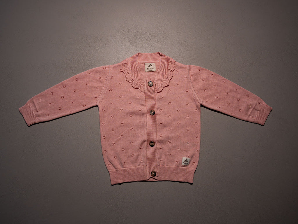 CARDIGAN GIROCOLLO ROSA