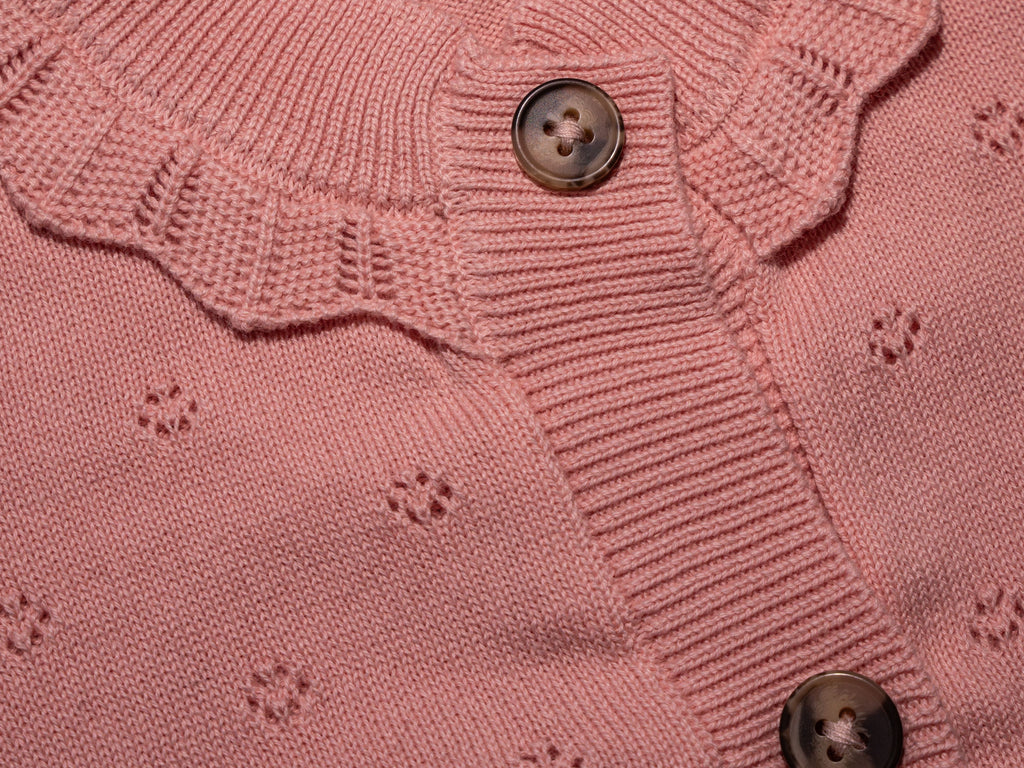 CARDIGAN GIROCOLLO ROSA