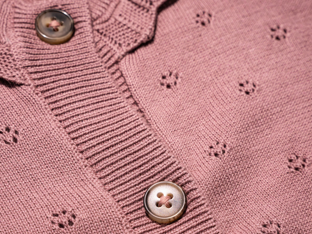 CARDIGAN GIROCOLLO ORO ROSATO