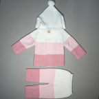 COMPLETINO ABBRACCIO IN MAGLIA ROSA E PANNA