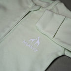 TUTINA CON ZIP VERDE MENTA 100%COTONE BIOLOGICO
