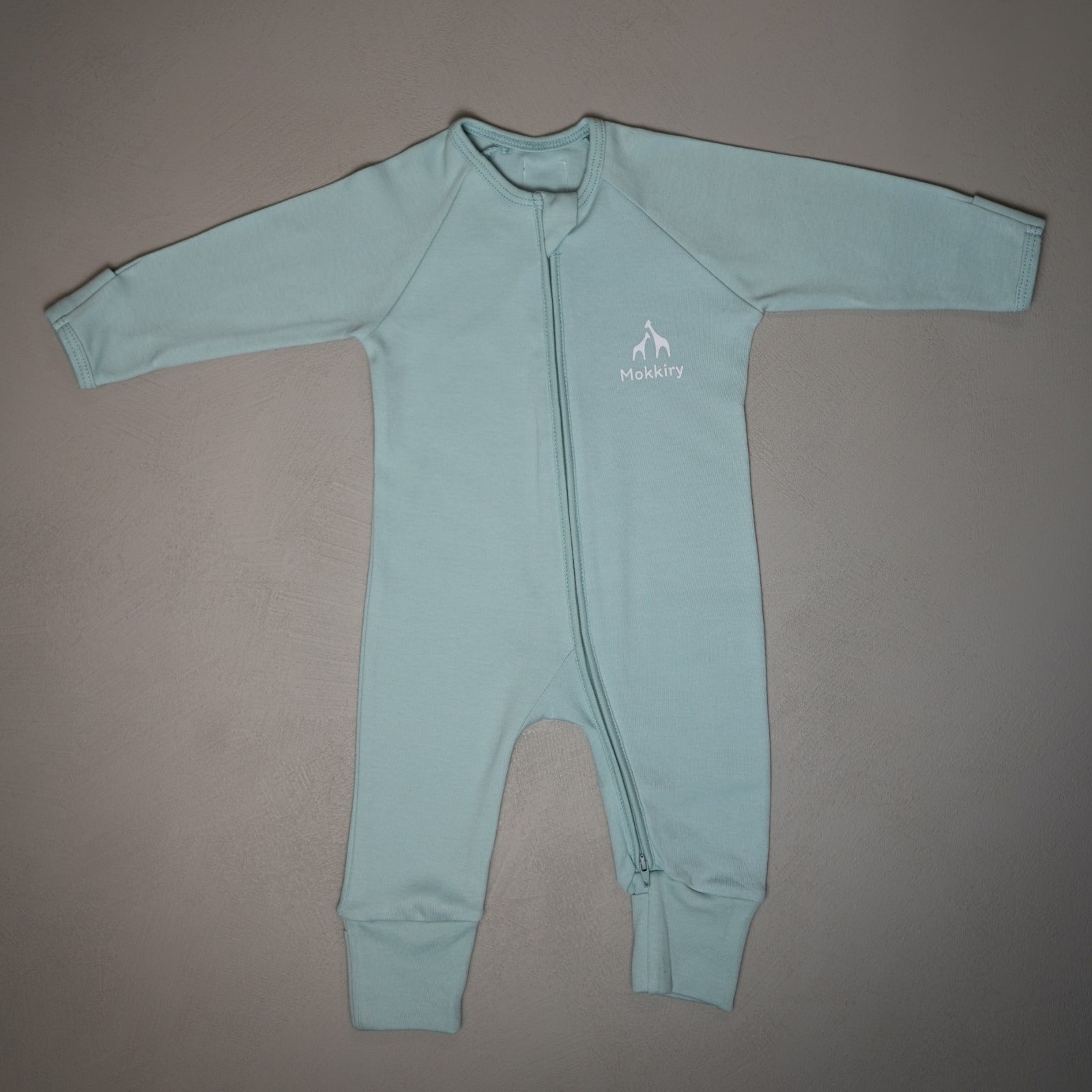 TUTINA CON ZIP AZZURRA 100% COTONE BIOLOGICO