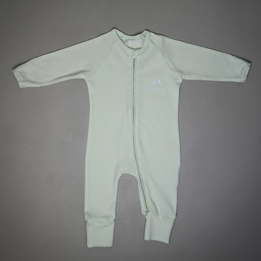 TUTINA CON ZIP VERDE MENTA 100%COTONE BIOLOGICO