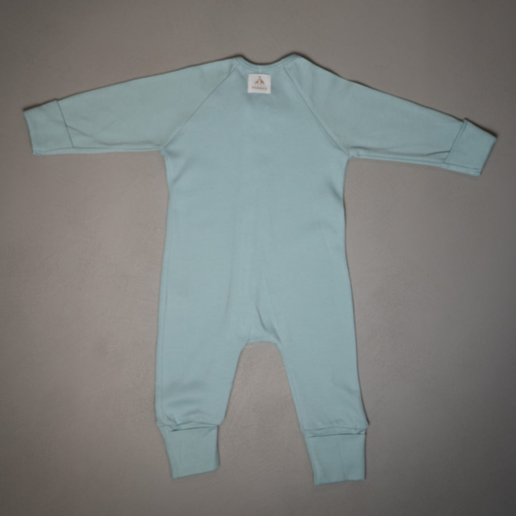 TUTINA CON ZIP AZZURRA 100% COTONE BIOLOGICO